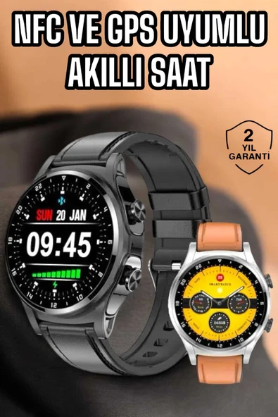 Akıllı Saat Titreşimli Pusula Nabız ve Tansiyon Ölçer NFC Uyumlu MİR91225499 ürün görseli 1