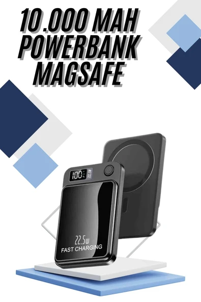 Magsafe Powerbank 10.000 mAh 22.5 Watt Hızlı Şarj Göstergeli Kablosuz Taşınabilir Şarj MİR58484873 ürün görseli 1