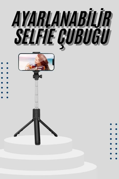 Tripod Selfie Çubuğu Bluetooth Kumandalı Kablosuz Led Işıklı MİR18534673 ürün görseli 1
