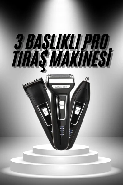 3'lü Set Saç Sakal Kesme Traş Makinesi Burun Kılı Alma Tıraş Makinesi MİR94449587 ürün görseli 1