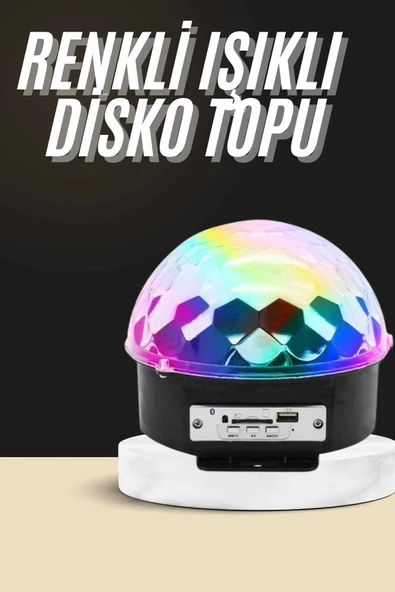 Led Işık Disko Topu Bluetooth Hoparlörlü USB Müzik Çalar Kumandalı MİR65408216 ürün görseli 1
