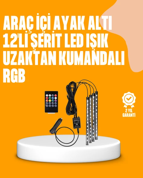 4 Parça RGB LED Araç İçi Aydınlatma Sistemi MİR12774142 ürün görseli 1
