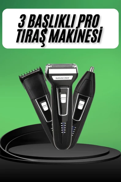 Tıraş Makinesi 3 Başlıklı T Başlıklı Hassas Ciltlere Özel Saç Sakal Vücut Kulak ve Burun MİR58157543 ürün görseli 1