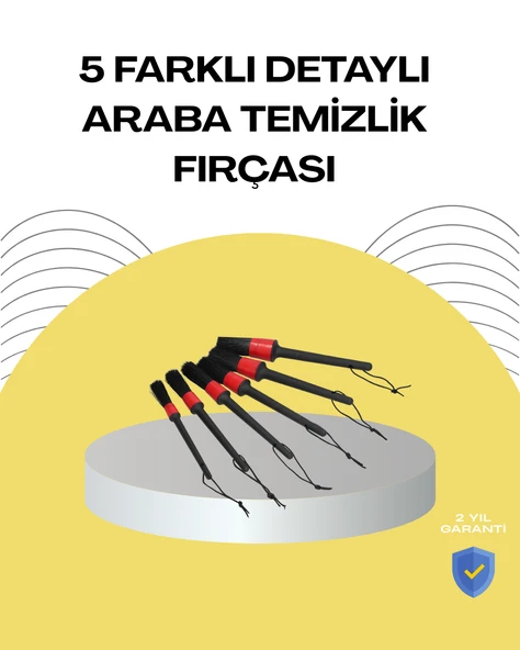 5 Boy Fırçalı Araba Temizlik Seti-Derin Temizlik Sağlayan Yumuşak Fırçalar MİR26585384 ürün görseli 1