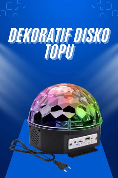 Küre Disko Topu Müzik Çalar Renkli Lazer Işıklı Bluetooth Disko Parti Işığı Kumandalı MİR76605029 ürün görseli 1