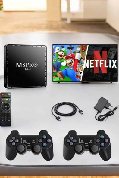 TV Box Çift Oyun Kollu 10000 Oyunlu Atari MİR29091603 - Resim 4