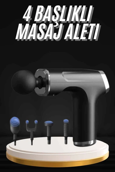 Şarjlı Masaj Tabancası 4 Başlıklı Mini Masaj Tabancası ve Masaj Aleti MİR64923931 ürün görseli 1
