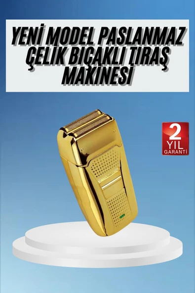 Sakal Kesme Tıraş Makinesi Paslanmaz Çelik Gold Şarjlı MİR43007100 ürün görseli 1