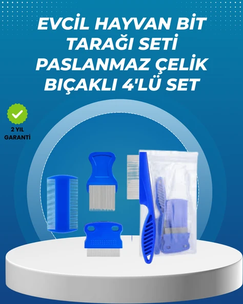 Kedi, Köpek ve Küçük Hayvanlar İçin 4 Parça Ergonomik Tarak Takımı MİR06286444 ürün görseli 1