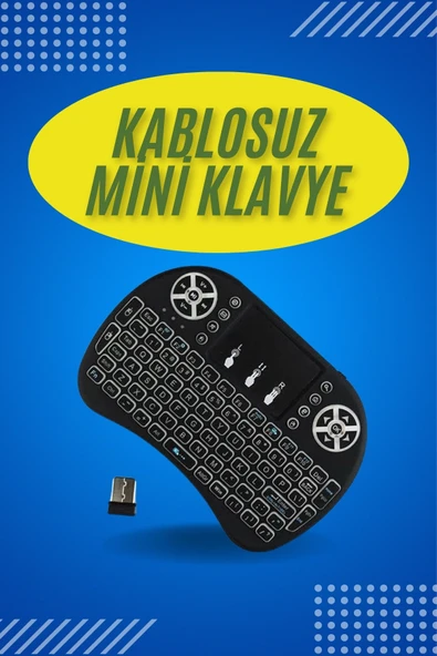 Işıklı Kablosuz Mini Klavye ve Dokunmatik Mouse Seti Türkçe Kablosuz MİR72224932 ürün görseli 1