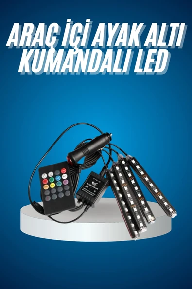 Araç Içi Aydınlatma Kumandalı 12 Led Ayak Altı Led Ambiyans Işığı Sese Duyarlı Kumandalı MİR82453597 ürün görseli 1