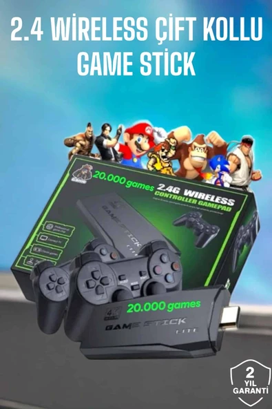Game Stick 2000 Oyunlu 2.4G Kablosuz Çift Kol Yüksek Hassasiyetli Wireless MİR75874013 ürün görseli 1