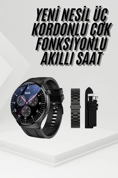 Amoled Ekran Metal Deri Silikon Kordonlu Uyku ve Sağlık Takibi MİR74161766 ürün görseli 1