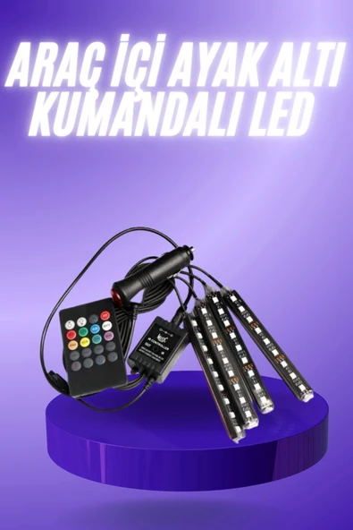 Araç İçi Ayak Altı 12'li Şerit Led Işık Uzaktan Kumandalı RGB Işıklı Ses ve Müziğe Duyarlı MİR89793477 ürün görseli 1