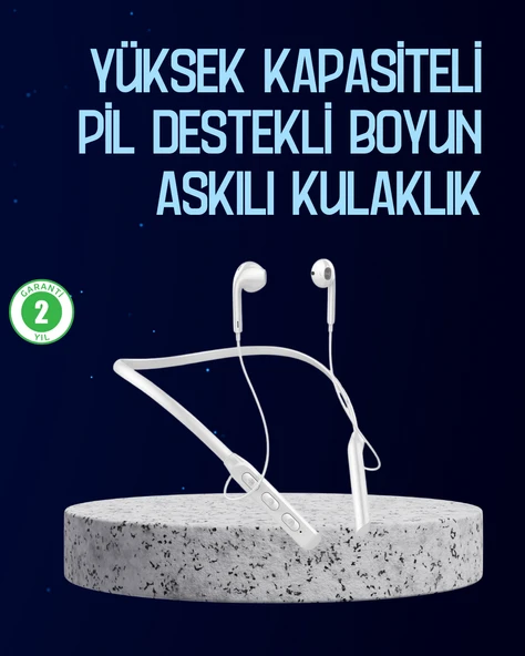 USB Şarjlı Uzun Ömürlü Boyun Askılı Bluetooth Kulaklık MİR50168434 ürün görseli 1