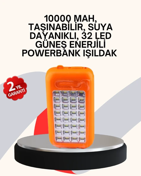 Güneş Paneli ile Şarj Olan 32 LED’li Powerbank Cihazı MİR09167714 ürün görseli 1
