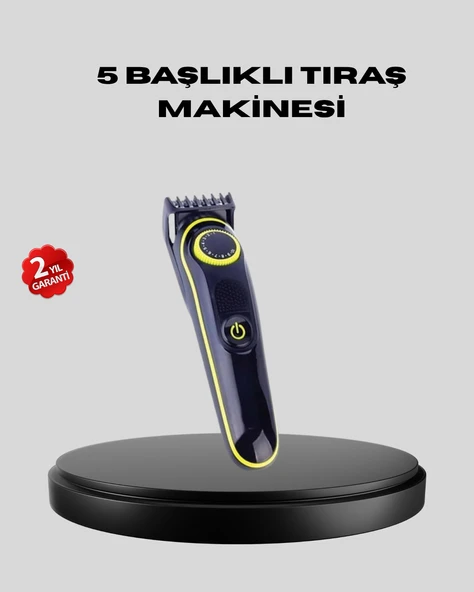5 Başlıklı Şarjlı Tıraş Makinesi – Saç, Sakal, Burun ve Vücut İçin Çok Fonksiyonlu Bakım Seti MİR61376452 ürün görseli 1