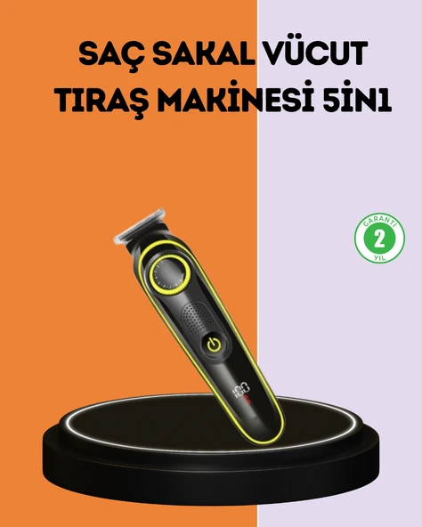 LED Ekranlı Şarjlı Saç ve Sakal Kesme Makinesi Erkek Bakım Cihazı Çok Başlıklı Set MİR20618579 ürün görseli 1