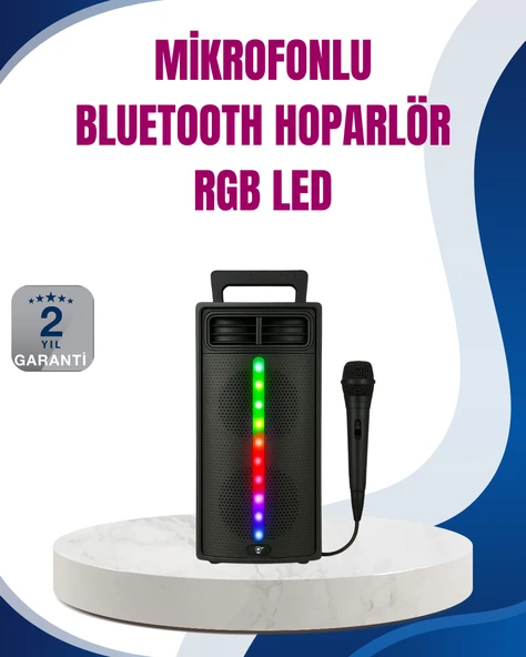 Kablosuz RGB Işıklı Bluetooth Hoparlör | Ev, Parti ve Açık Hava Kullanımı MİR24122891 ürün görseli 1