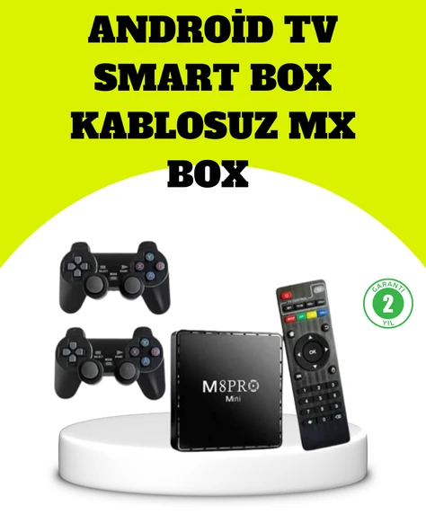 M8Pro Android TV Box ve Retro Oyun Konsolu 64GB MİR24783292 ürün görseli 1