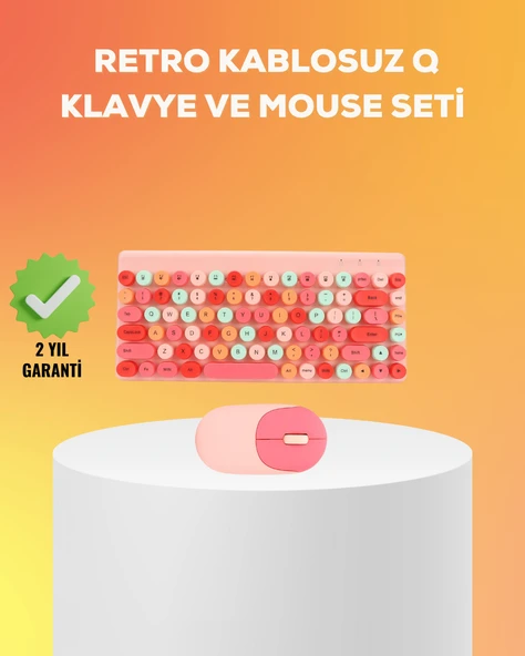 Renkli Retro Tuş Takımlı Klavye – 3 Cihaz Bağlantısı, Medya Kısayol Tuşları MİR27097853 ürün görseli 1