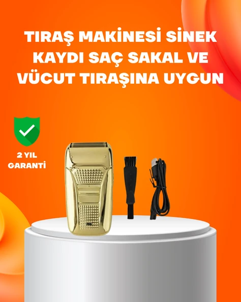 Altın Renk Kablolu Sakal Tıraş Makinesi Çelik Bıçaklı 3W Motor MİR58930048 ürün görseli 1