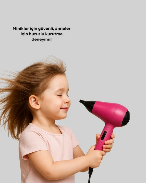 Mini Saç Kurutma Makinesi – Sessiz, Güvenli ve Hafif – Çocuklar İçin Özel Tasarım MİR02575638 - Resim 2