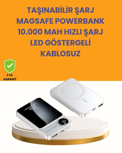 20W PD ve 15W Manyetik Kablosuz Şarj Destekli Taşınabilir Powerbank MİR09798406 ürün görseli 1