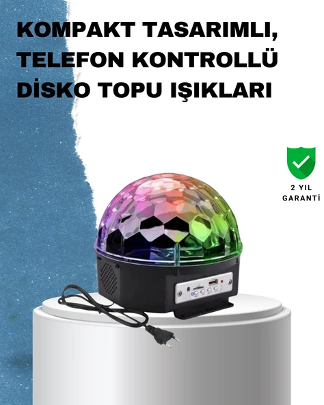 Taşınabilir RGB Disko Topu Bluetooth ve Uzaktan Kumanda Özellikli MİR25605928 ürün görseli 1