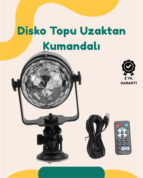 Müzik Ritmine Uyumlu 7 Modlu Renkli Disko Topu Işığı MİR93512425 ürün görseli 1