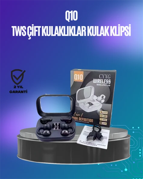 Q10 True Wireless Stereo Kulaklık – Ergonomik Tasarım, 10m Menzil, Type-C MİR01312518 ürün görseli 1