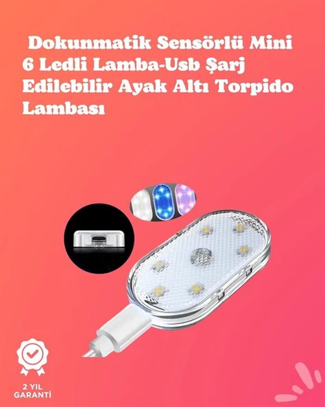 Kolay Montajlı, Çok Renkli USB Şarjlı Kablosuz Araç İçi Işık Seti MİR79313808 ürün görseli 1