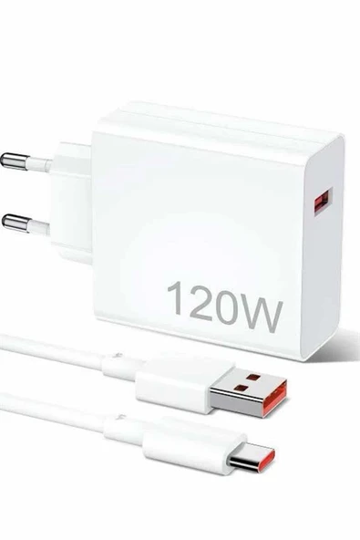 120W Şarj Aleti Hızlı Çift Turbo Şarj Aleti Seti Beyaz MİR36520811 ürün görseli 1