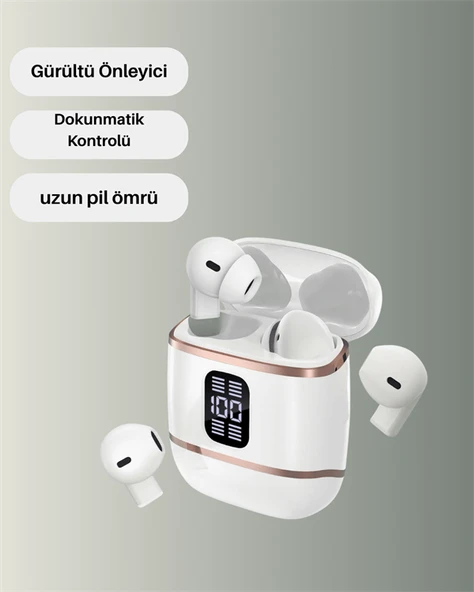 Bluetooth 5.3 Kulaklık – 4 Adet, Çift Kulaklıklı, Dijital Göstergeli, ANC + ENC MİR75910615 ürün görseli 1