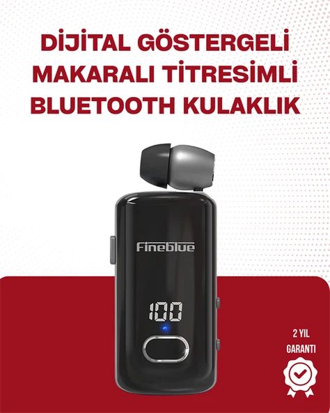 Fineblue F580 Bluetooth Kulaklık – Klipsli, Dijital Göstergeli, Su Geçirmez, 12 Saat Pil Ömürlü MİR84488822 ürün görseli 1