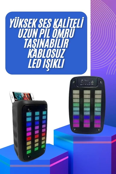 Taşınabilir 6.5 inç LED Bluetooth Kareoke Hoparlör RGB Işıklı Radyolu MİR10202501 ürün görseli 1