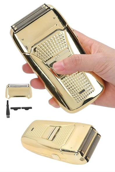 Sakal Kesme Tıraş Makinesi Paslanmaz Çelik Gold Şarjlı MİR71375688 ürün görseli 1
