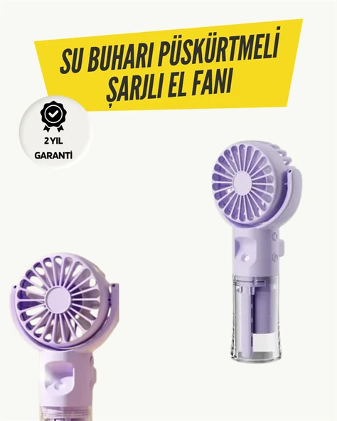 Mini Masaüstü ve El Tipi Buğu Fanı – Su Depolu, Şarj Edilebilir, Nemlendirici Özellikli MİR46032422 ürün görseli 1