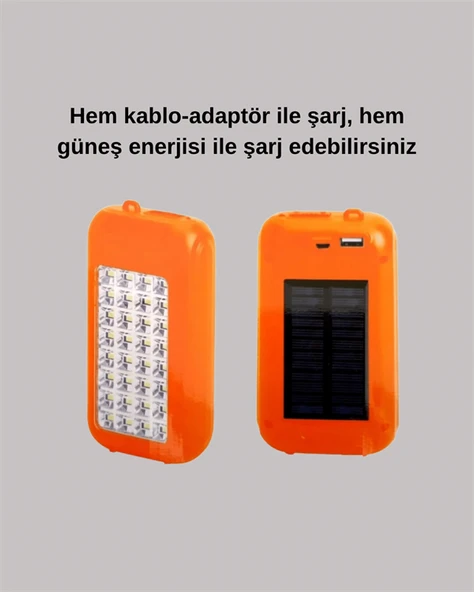 Güneş Enerjili LED Powerbank Işıldak – 10000 mAh, Su Geçirmez, 32 LED, Taşınabilir Tasarım MİR60315988 ürün görseli 1
