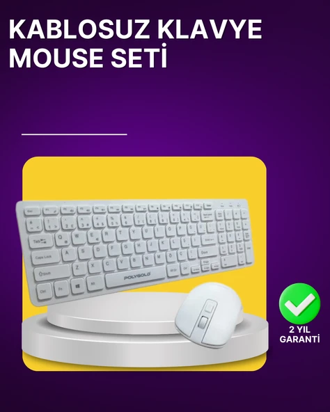 Kablosuz Klavye ve Mouse Seti - Ergonomik Tasarım, Sessiz Kullanım, Geniş Uyumluluk MİR72097028 ürün görseli 1