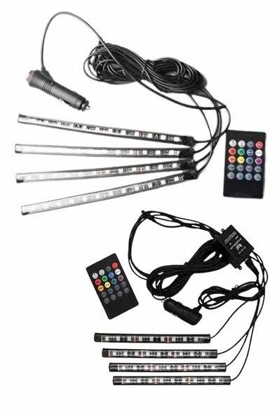 12'Lİ Şerit Led Işık RGB Sese ve Müziğe Duyarlı Araç İçi Ayak Altı MİR20283644 ürün görseli 1