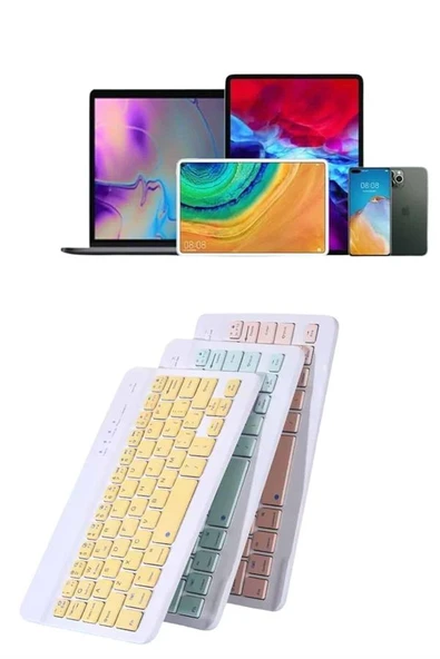 Android ve İOS Uyumlu Bluetooth Kablosuz Türkçe Q Klavye Renkli MİR33136765 ürün görseli 1