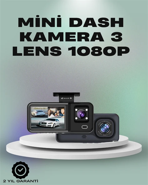 3 Kanallı Araç Kamerası – Full HD 1080P Kayıt, 2” Ekran, Park Gözetimi Desteği MİR13629960 ürün görseli 1