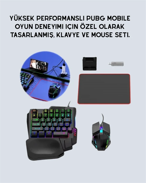 5in1 BT5.3 Mobil Oyun Kiti Klavye Mouse Dönüştürücü Seti MİR58351049 ürün görseli 1