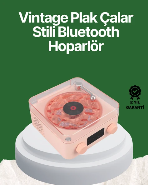 Vintage Tarz Bluetooth Hoparlör – Gece Işığı ve Zaman Göstergeli MİR64065857 ürün görseli 1