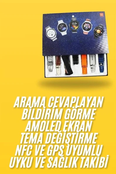 7 Kordonlu Akıllı Saat Siyah Kasa Dokunmatik Ekran Uyku ve Sağlık Takibi MİR40056407 ürün görseli 1