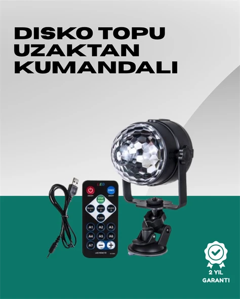 7 Farklı Aydınlatma Modu ve Ses Sensörlü Disko Topu Lambası MİR09127268 ürün görseli 1