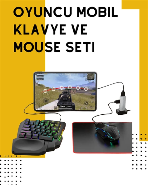 Yüksek Performanslı Mobil Oyun Aksesuarı – 5 Parçalı Klavye Mouse Dönüştürücü Set ürün görseli 1