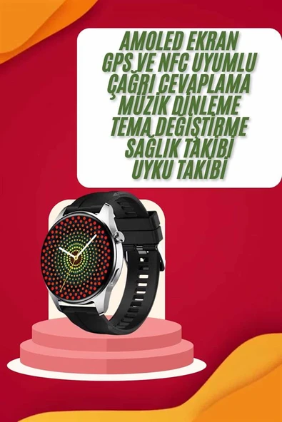 Yeni Nesil Akıllı Saat Çift Kordonlu 1.5 Inç Yuvarlak Ekran GPS ve NFC Uyumlu MİR28718778 ürün görseli 1