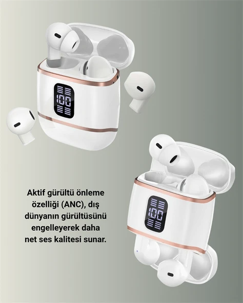 Kulakiçi Bluetooth Kulaklık V5.3 – 4’lü Set, Dijital Ekranlı, Gürültü Engelleme MİR79615447 ürün görseli 1